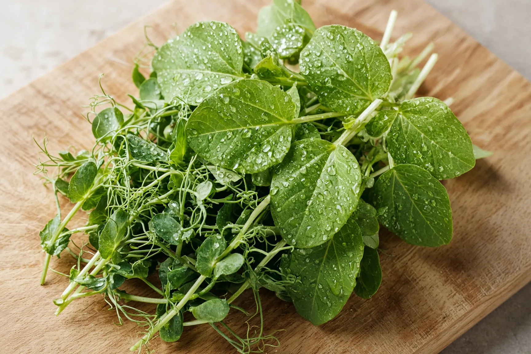 Freshly cut sunflower and pea shoots
